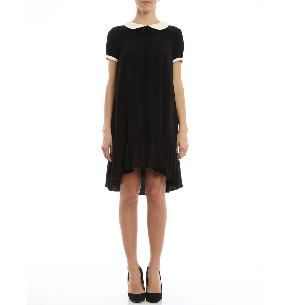 Saint Laurent Paris Peter Pan Collar Minidress in Black Size F34 NEW WITH TAGS